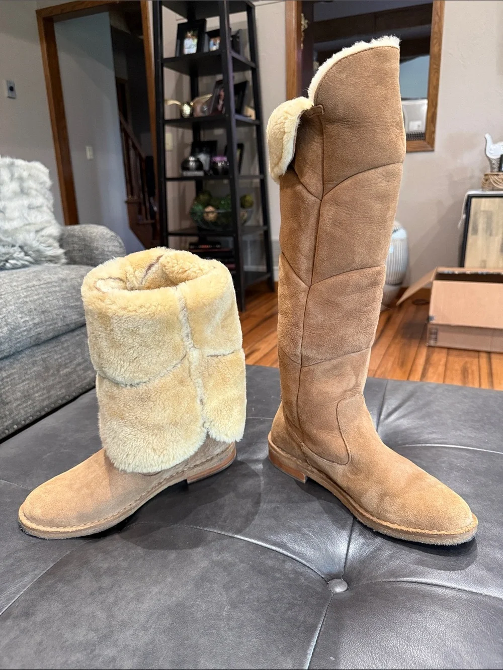 Ugg Samantha Women’s Tall Suede Shearling-Lined Winter Boots - Tan Size US 8.5M